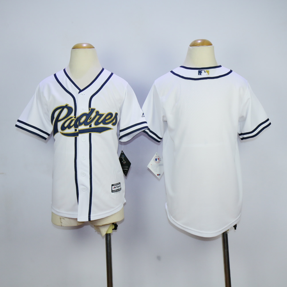 Youth San Diego Padres Blank White MLB Jerseys->->Youth Jersey